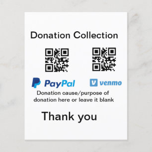 Donation Collection tip jar add your q r name caus