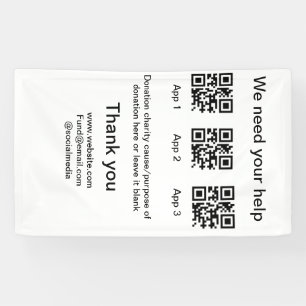 Donation Collection tip jar add your q r name caus Banner
