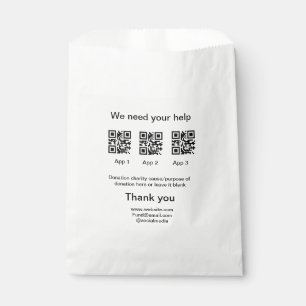 Donation Collection tip jar add your q r name caus Favour Bags