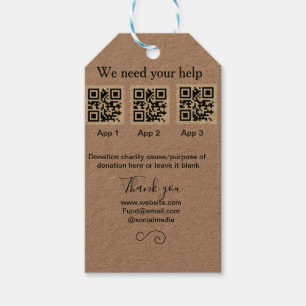 Donation Collection tip jar add your q r name caus Gift Tags