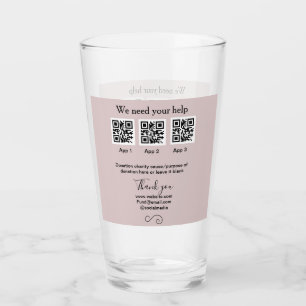 Donation Collection tip jar add your q r name caus Glass
