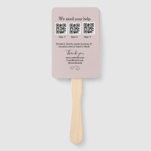 Donation Collection tip jar add your q r name caus Hand Fan