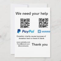 Donation Collection tip jar add your q r name caus