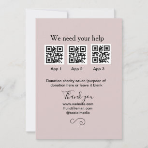 Donation Collection tip jar add your q r name caus Invitation