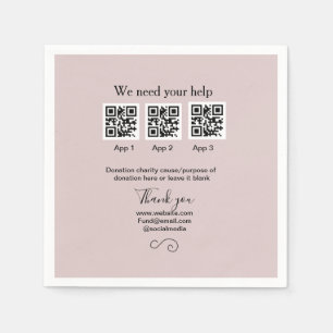 Donation Collection tip jar add your q r name caus Napkin