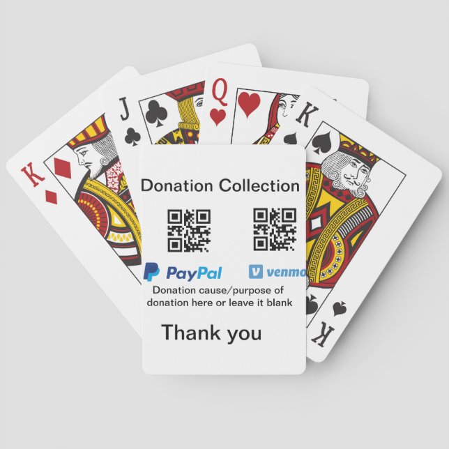 Donation Collection tip jar add your q r name caus Playing Cards (Back)