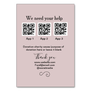 Donation Collection tip jar add your q r name caus Table Number