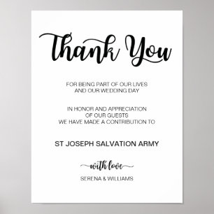 Donation Wedding Sign Modern Calligraphy
