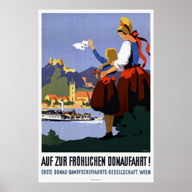 Donaufahrt Danube Austria Vintage Poster 1935 (Front)