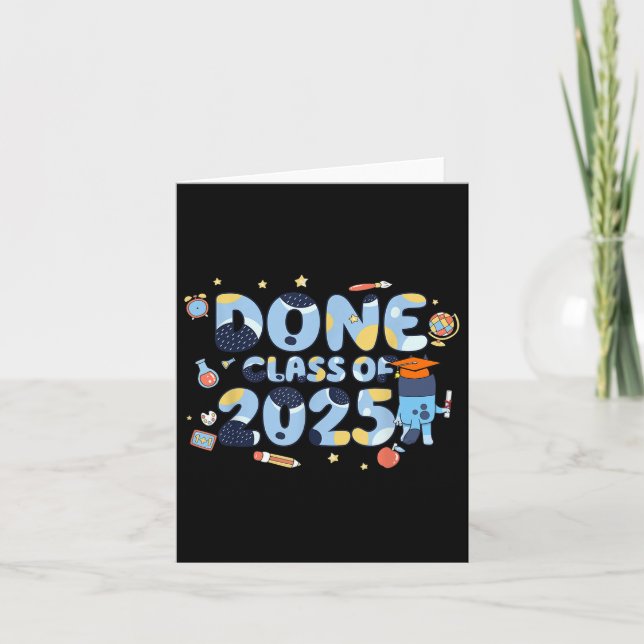 #done Cl Of 2025 Blue Theme Dog Graduation For Men Card (Front)
