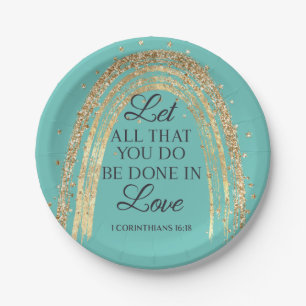 Done In Love Gold Rainbow Paper Plate