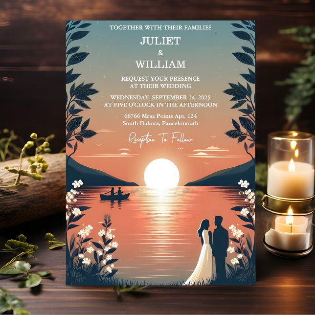 Done Mountain Lakeside Forest Outdoor Lake Wedding Invitation (Creator Uploaded)