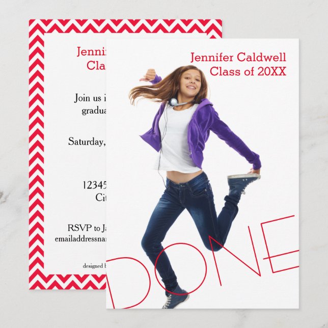 Done Photo Vertical - Graduation Party Invite (Front/Back)