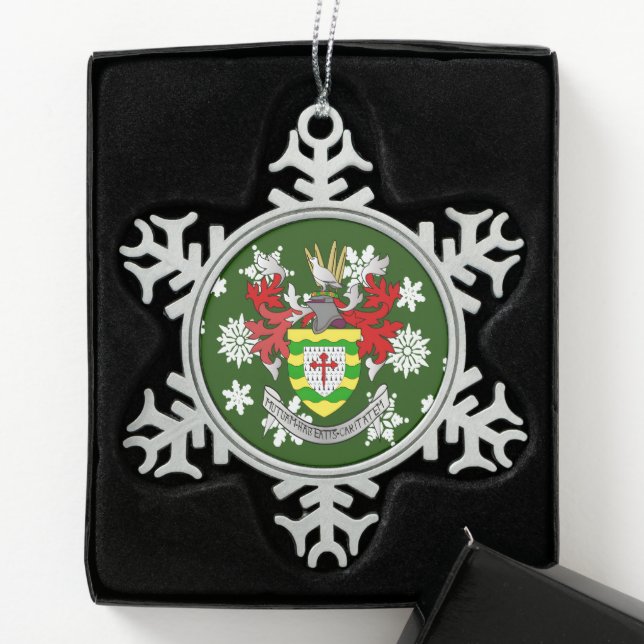 Donegal Ireland Crest Irish Snowflake Pewter Christmas Ornament (Box)