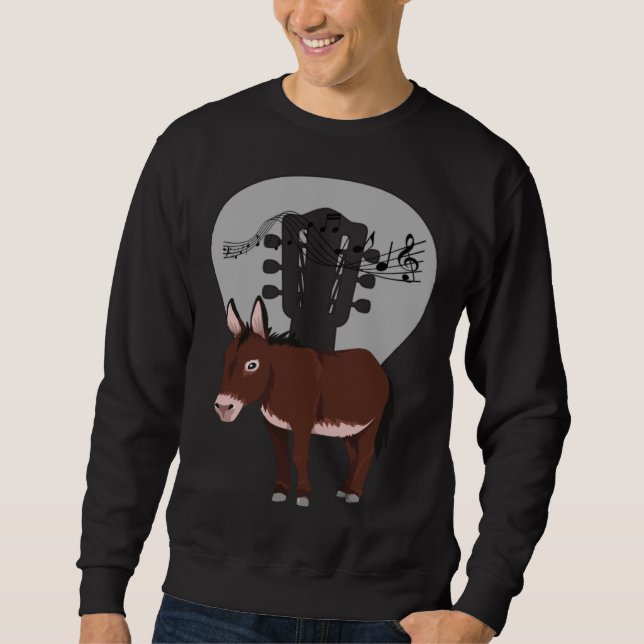 Donkey Acustic Guitar and Music Notes Powerful Ani Sweatshirt (Front)