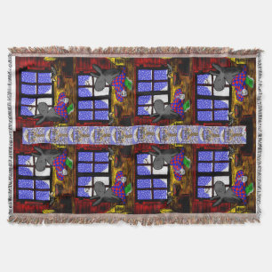 donkey and bird in snow throw blanket