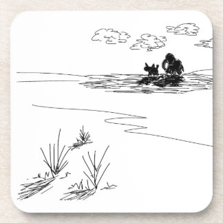 donkey and elephant casting shadows coaster