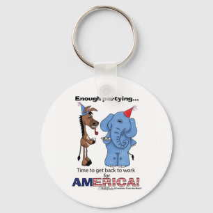 Donkey and Elephant Enough Partying! Key Ring