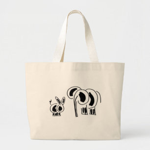 donkey and elephant friends large tote bag