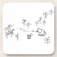 donkey and elephant look at flying insect