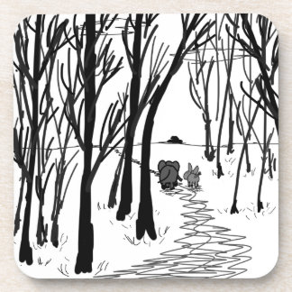 donkey and elephant walk through trees coaster