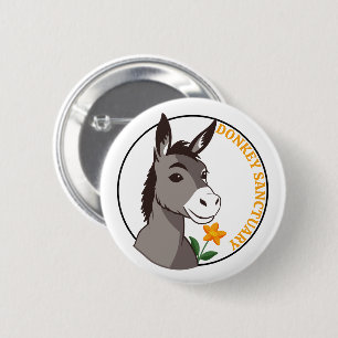 Donkey And Flower Custom Name 6 Cm Round Badge