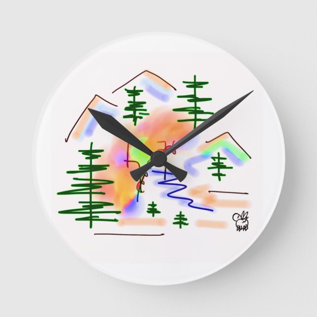 donkey and rainbow round clock (Front)