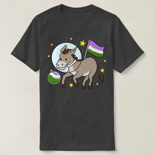 Donkey Astronaut Genderqueer Pride  T-Shirt (Design Front)