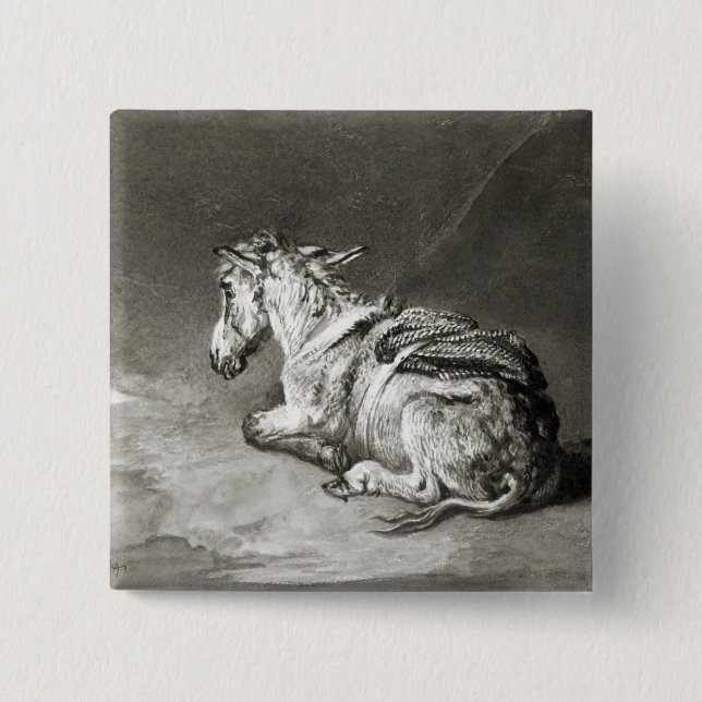 Donkey at Rest 15 Cm Square Badge (Front)