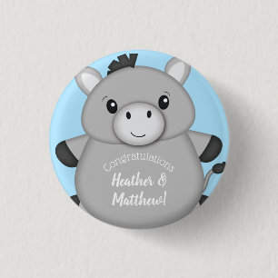 Donkey Baby Shower Blue 3 Cm Round Badge