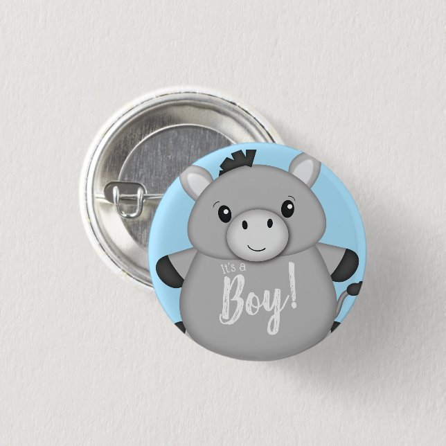 Donkey Baby Shower Blue 3 Cm Round Badge (Front & Back)