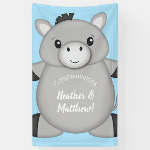 Donkey Baby Shower Blue Banner
