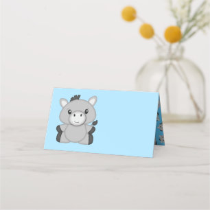 Donkey Baby Shower Blue Place Card