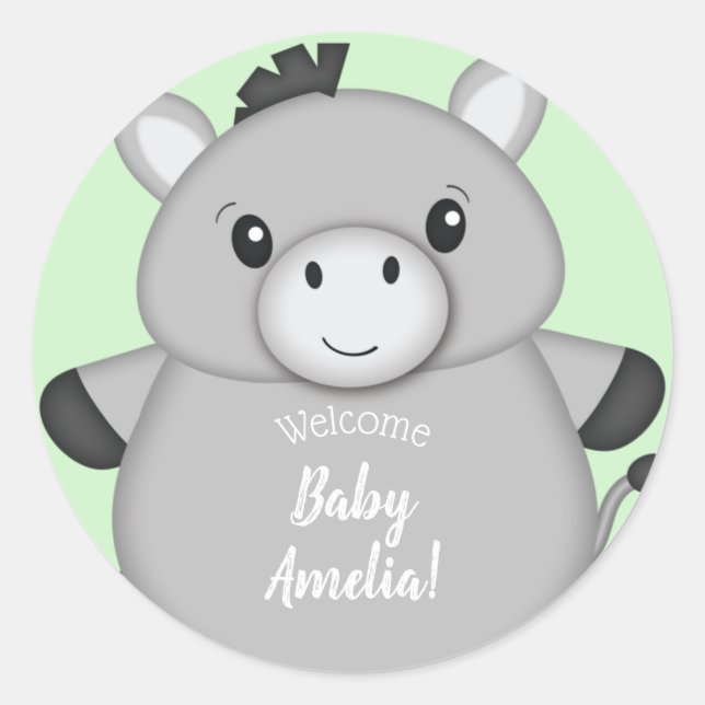 Donkey Baby Shower Classic Round Sticker (Front)