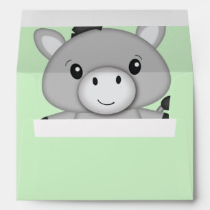 Donkey Baby Shower Green Envelope