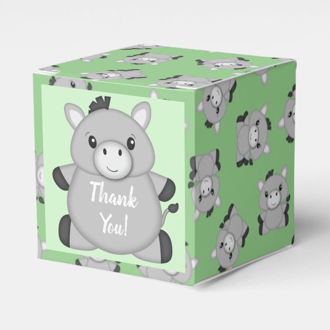 Donkey Baby Shower Green Favour Box (Front Side)