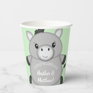 Donkey Baby Shower Green Paper Cups
