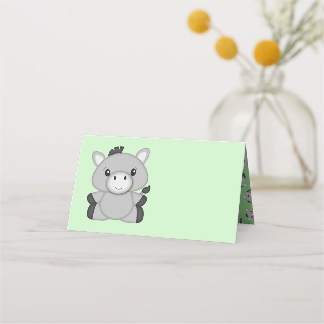 Donkey Baby Shower Green Place Card (Front)