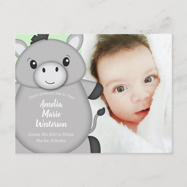 Donkey Baby Shower Green Postcard (Front)