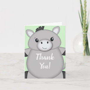 Donkey Baby Shower Green Thank You Card