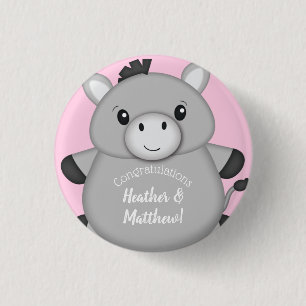 Donkey Baby Shower Pink 3 Cm Round Badge