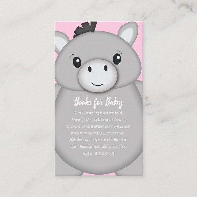 Donkey Baby Shower Pink Enclosure Card (Front)