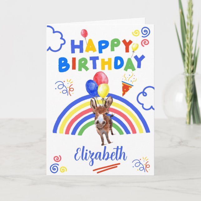 Donkey Birthday Card in White (Front)