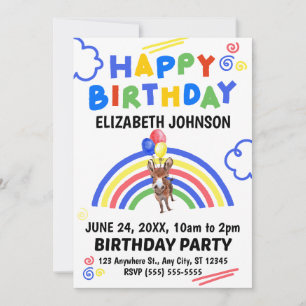 Donkey Birthday Invitation White