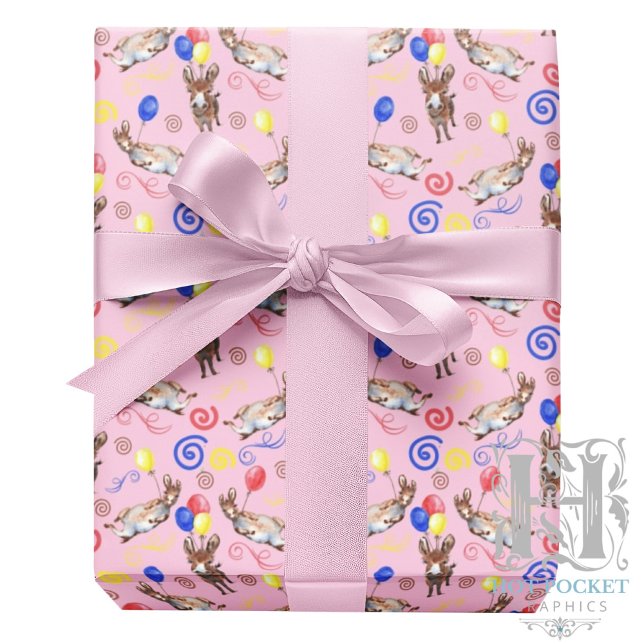 Donkey Birthday Wrapping Paper in Pink (Creator Uploaded)