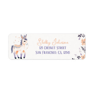 Donkey Boho Peach Lavender Floral Design - 