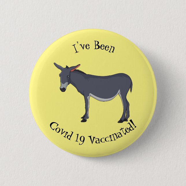 Donkey cartoon illustration  6 cm round badge (Front)