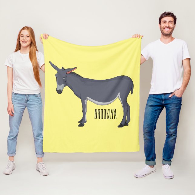 Donkey cartoon illustration fleece blanket (In Situ)