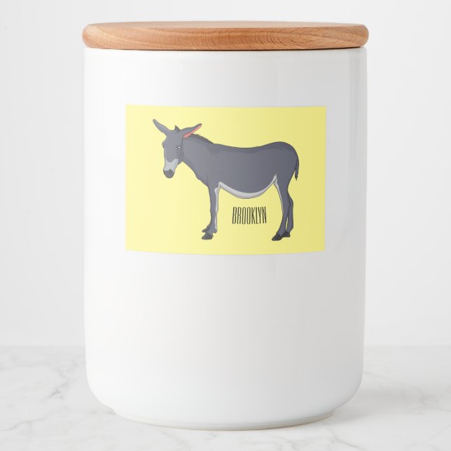 Donkey cartoon illustration food label (Front)