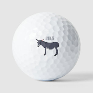 Donkey cartoon illustration golf balls